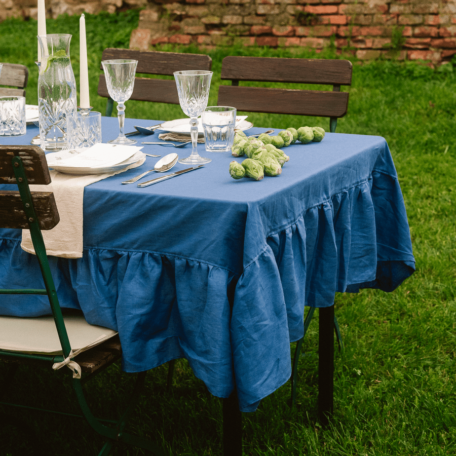 modrý obrus, ľan, prenájom, dreamy day, agentúra, catering